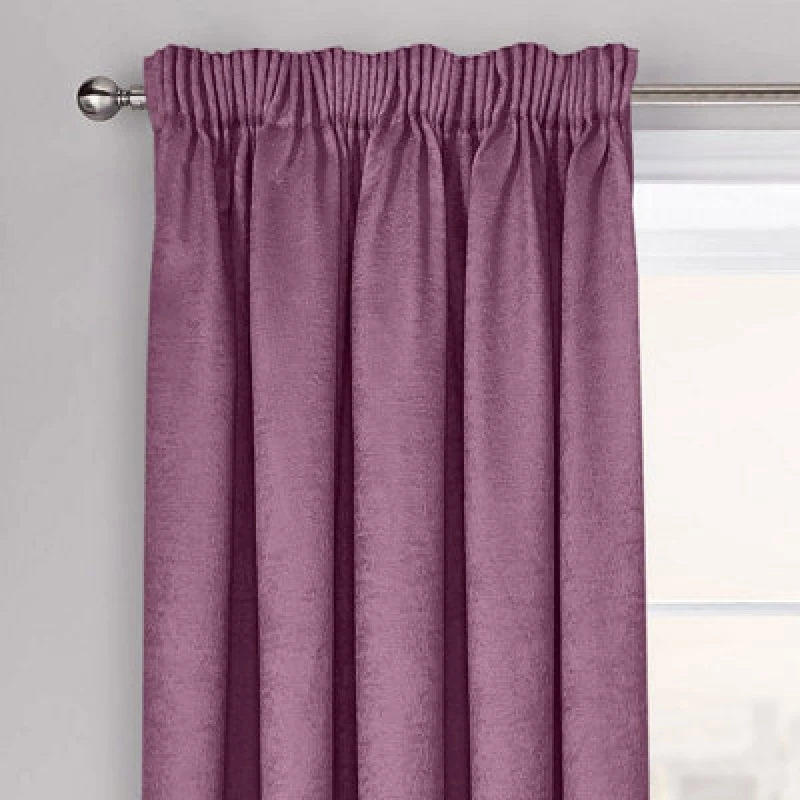 Image of Velosso Westwood Dimout Pencil Pleat Curtains in Mauve Size: 117cm width x 183cm drop Mauve Unisex 117cm width x 183cm drop