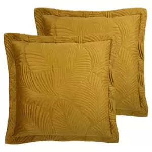 image of Paoletti Palmeria Twin Pack Polyester Filled Cushions Gold