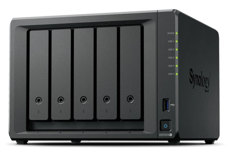 Image of Synology Synology DiskStation DS1525+ NAS Ryzen Embedded V1500B 8GB DDR4 80 TB HDD Black DS1525+/80TB-HAT3310