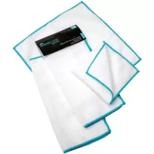 image of Car Care Cleaning Range Large Microfibre Cloths, Microfibre, Teal/White, 30 x 0.5 x 30 cm... - JVL