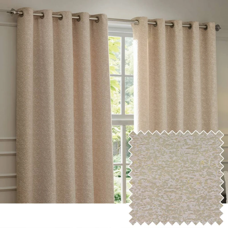 Image of Paoletti Galaxy Chenille Ready Made Eyelet Blockout Curtains Blush