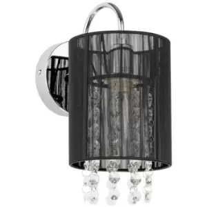 image of Netlighting Wall Lamp Black 1 Light with Black Fabric Shade, E14 - ITLMBM1787/1