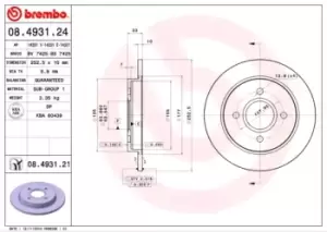 Image of BREMBO Brake disc FORD 08.4931.24 1073756,1197572,1323621 Brake rotor,Brake discs,Brake rotors 1373781,1456666,1473006,1507058,1514237,1630149,1637969