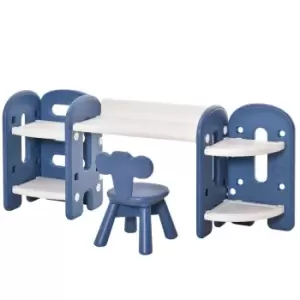 image of HOMCOM Kids Adjustable Table and Chair Set Blue And White For 1 To 4 Years