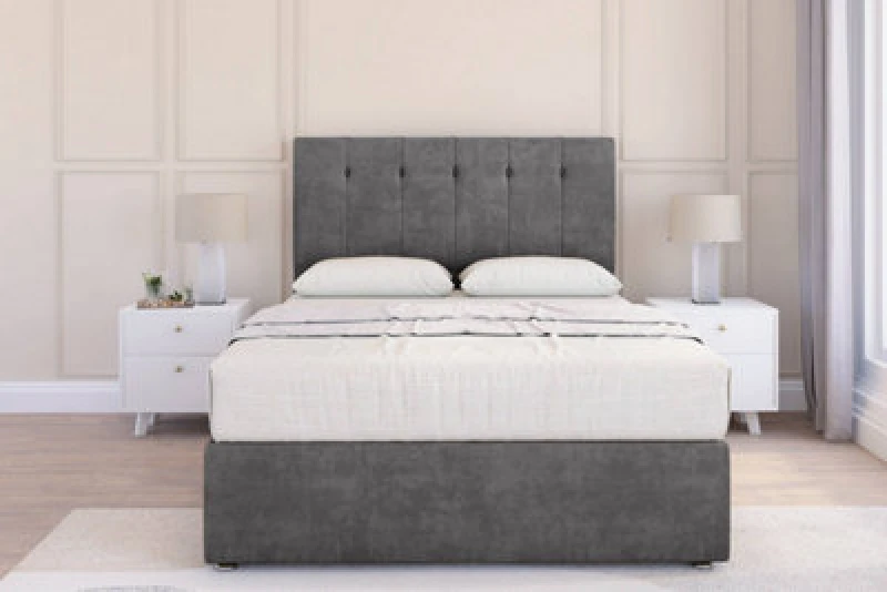 Image of Sloomy Highbury Steel Plush Divan Bed Base No Drawers - 26" Strutted Headboard 2'6 Small Single