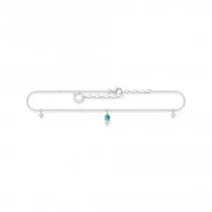 Image of Sterling Silver Turquoise Stone Anklet AK0026-405-17