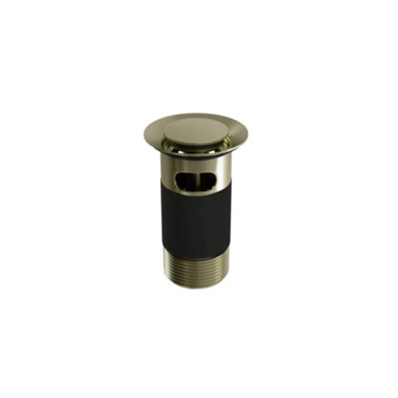 Image of Balterley Bathroom Round Click-Clack Slotted Basin Waste With Overflow, Top Fix Installation, 103 X 60 X 104mm, Brushed Brass