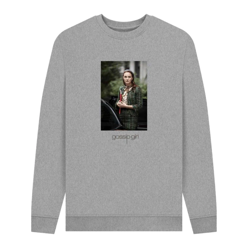Image of Gossip Girl Mens Blair Waldorf Graphic Sweatshirt in Light Grey Size: Small Light Grey Male S