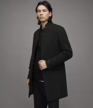 Image of AllSaints Manor Wool Coat, Black, Mens, Size: 40