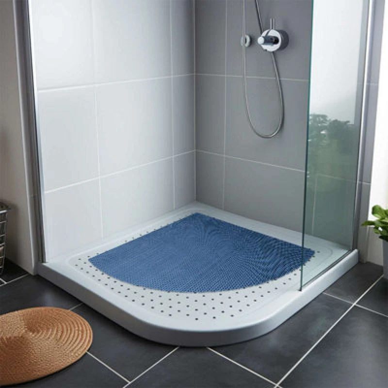 Image of Nicoman Reversible Dual-Colour Blue/green Pvc Anti Slip Corner Shower Mat Bath Mat - Quadrant 53X53Cm