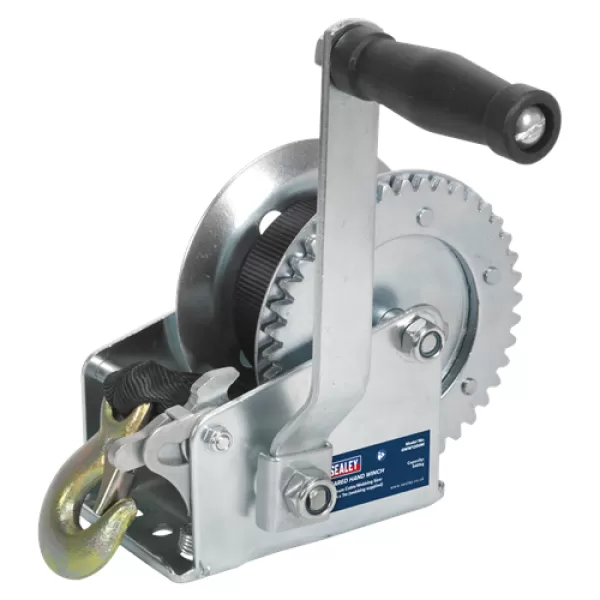 image of Sealey GWW1200M Geared Hand Winch 540kg Capacity with Webbing Strap