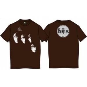 image of With The Beatles Mens Brown Vintage Print T Shirt: X Large