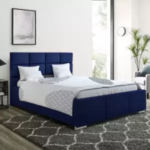 Image of Gerali Upholstered Beds - Plush Velvet, Double Size Frame, Blue - Blue
