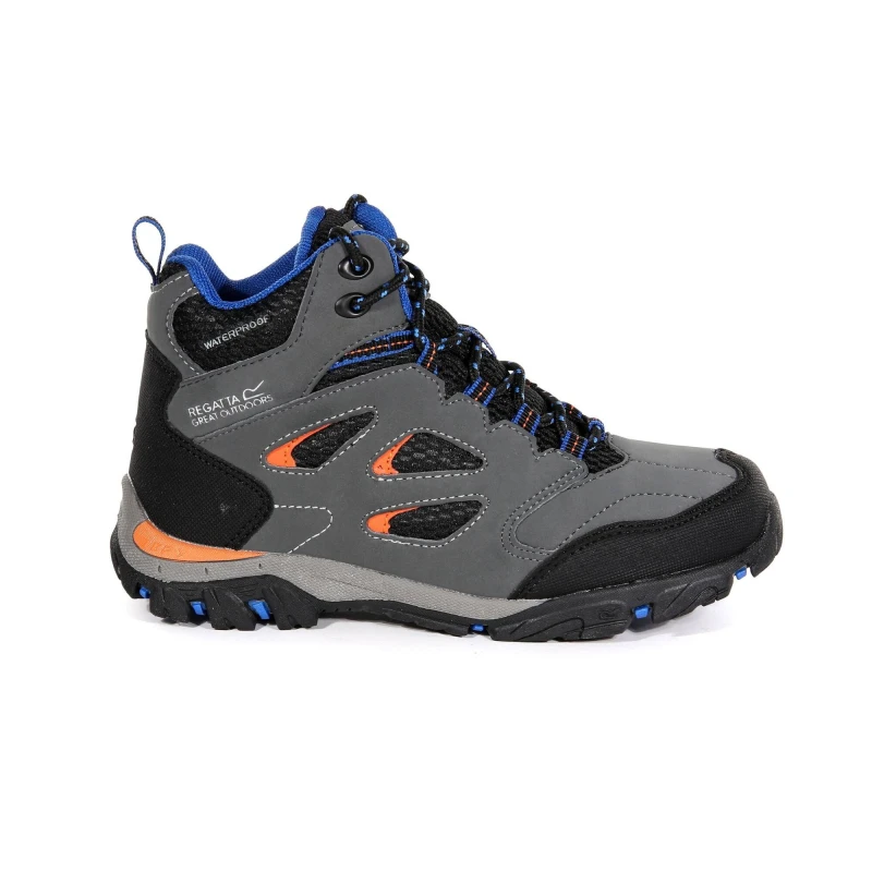 Image of Regatta Boys & Girls Holcombe IEP Isotex Waterproof Walking Boots UK Size 1 (EU 33) Briar/Blaze Orange RKF573-44Z-1