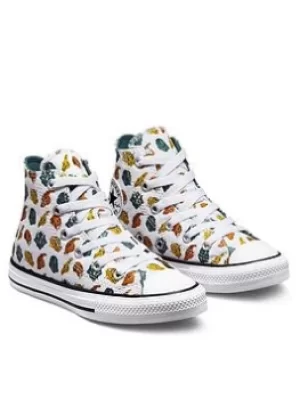 image of Converse Chuck Taylor All Star Mini Dinosaurs Hi Childrens Trainer, White/Green, Size 3