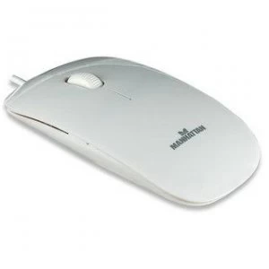 Image of Manhattan Silhouette Sculpted USB Wired Mouse White 1000dpi USB-A Optical Lightweight Flat Three Button with Scroll Wheel Blister