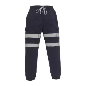 image of Yoko Adults Unisex Hi Vis Jogging Pants (M) (Navy Blue)