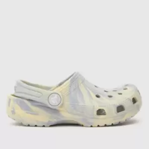 image of Crocs white & purple classic clog marble Girls Junior Sandals