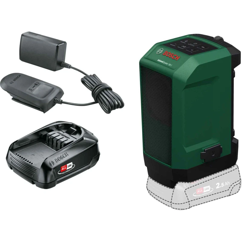 Image of Bosch UNIVERSALSPEAKER 18V-1 18v P4A Cordless Bluetooth Speaker 1 x 1.5ah Li-ion Charger No Case