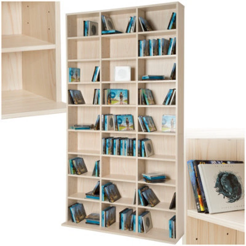 Image of Tectake Cd Shelf Unit Christel - 27 Compartments For Up To 1080 Cds - Beech