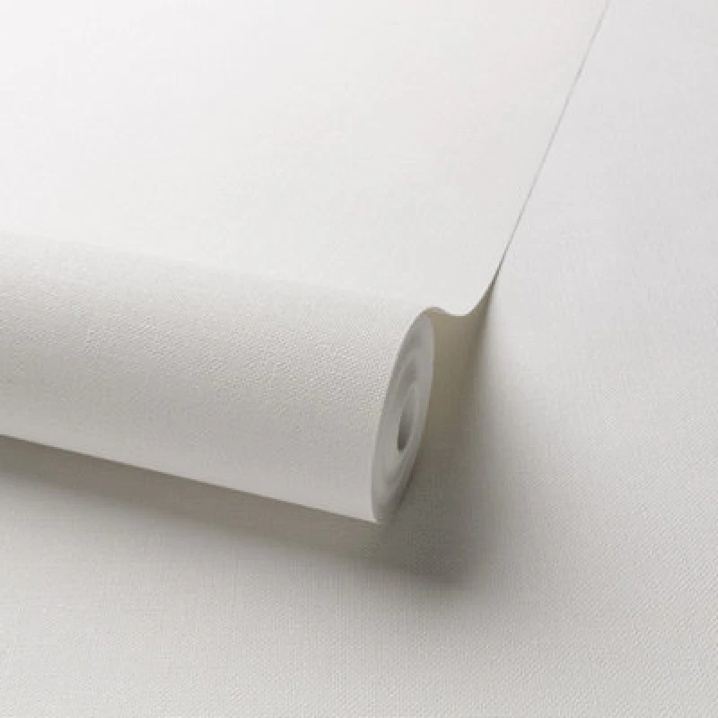 Image of Grandeco Panama Plain Textured Linen Fabric Wallpaper, Off White