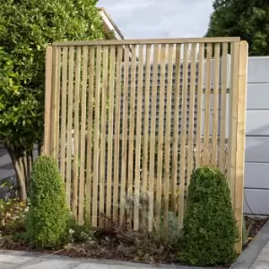 image of Forest 6a x 6a Pressure Treated Vertical Slatted Garden Screen Panel (1.8m x 1.8m)