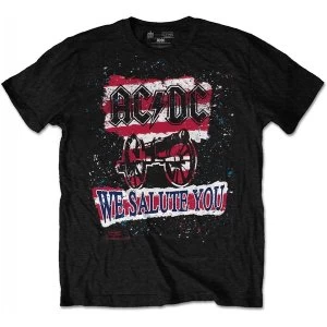 Image of AC/DC - We Salute You Stripe Mens X-Large T-Shirt - Black