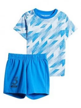 image of Boys, adidas Toddler 2 Piece T-Shirt and Shorts Set - Blue, Size 0-3 Months