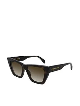 Image of Alexander Mcqueen Sunglasses Rectangle Sunglasses - Havana