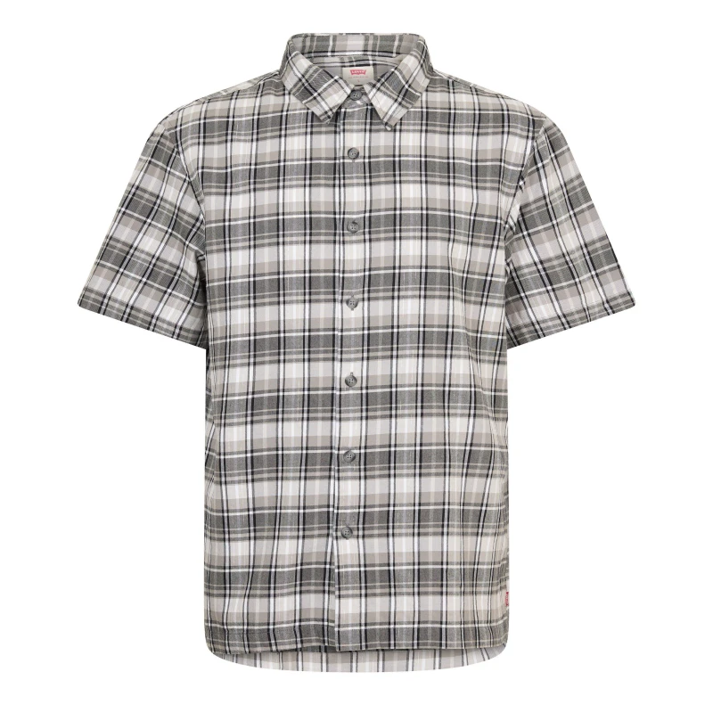 Image of Levis Mens Luru Bxy Patterned Short Sleeve Shirt Luke Blk Plaid male S