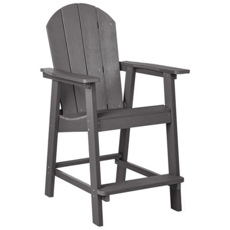 Image of Beliani Garden Bar Chair Adirondack Synthetic Material Dark Grey