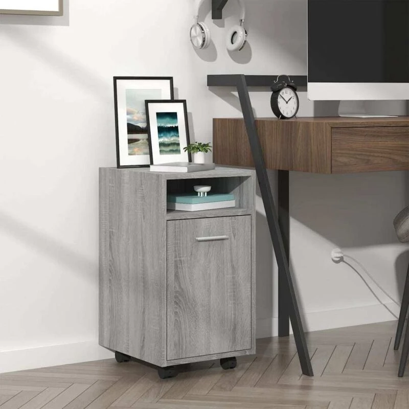 Image of VIDAXL Side Cabinet with Wheels Grey Sonoma 33x38x60cm Engineered Wood Vidaxl 8720286955963