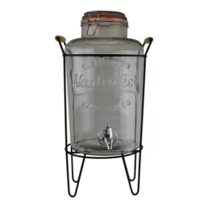 image of Vintage Style Glass Juice Dispenser on Metal Stand