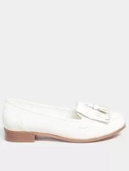 Image of Yours Yours Extra Wide Fit Patent Tassel Loafer White, Size 10, Women