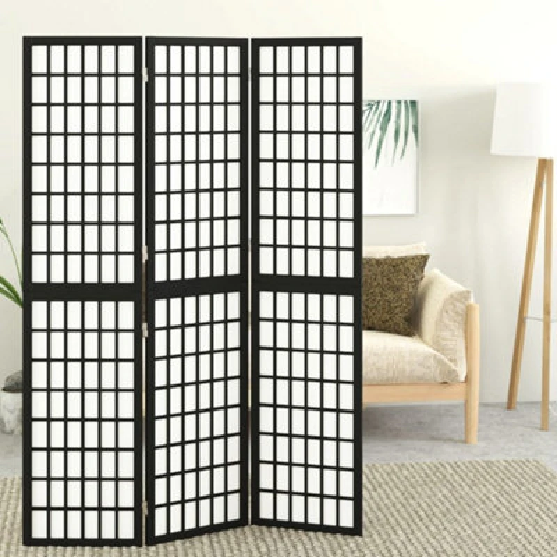 Image of Vidaxl Folding 3-panel Room Divider Japanese Style 120X170 Cm Black 352079