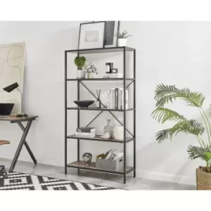 Image of Furniturebox Ashton Box Shelf Unit Black Metal and Wood Modern Chich Industrial Melamine Living Room Bedroom Office