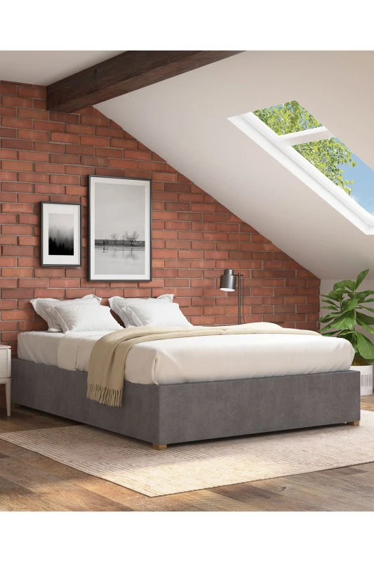 Image of Aspire Furniture Aspire Platform Ottoman Bed, Flat Packed Frame, Plush Steel, Size Superking MFP111305