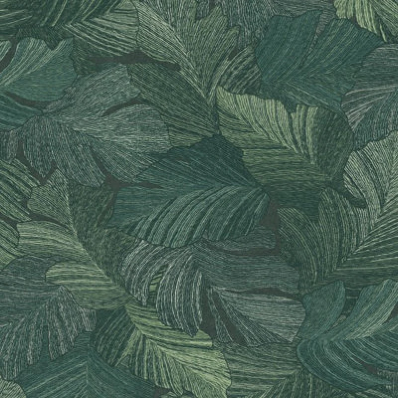 Image of Grandeco Charming Scattered Leaves Textured Wallpaper, Green