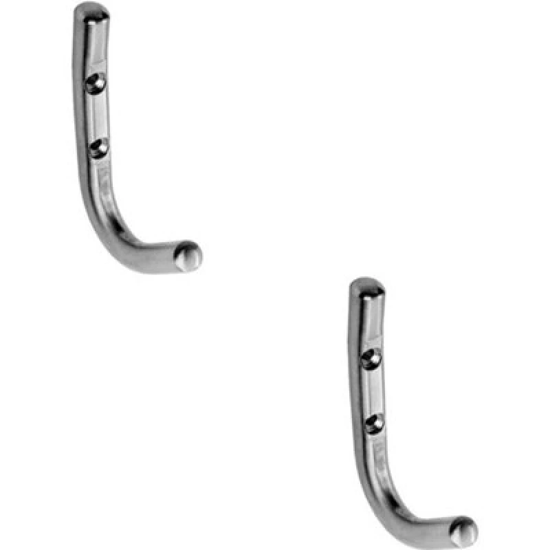 Image of Loops 2x Slimline One Piece Coat Hook 55mm Projection Satin Stainless Steel Metallics