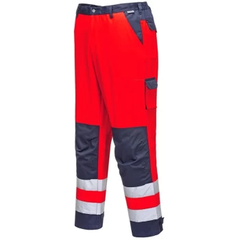 image of TX51RNRXL - sz XL Lyon Hi-Vis Trousers - Red/Navy - Portwest