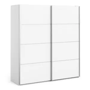 image of Verona White 2 Door Sliding Wardrobe with 5 Shelves - 180cm