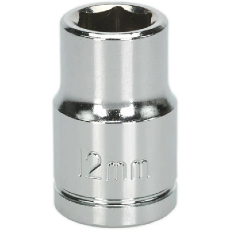 Image of Loops 12mm Chrome Plated Drive Socket - 1/2" Square Drive - High Grade Carbon Steel Metallics