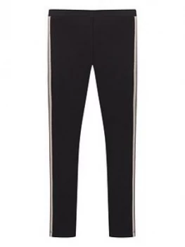Image of Mintie by Mint Velvet Girls Black Stripe Side Leggings - Black, Size Age: 7-8 Years, Women