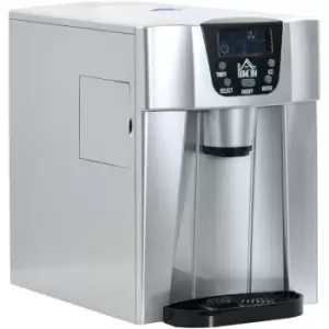 image of HOMCOM Ice Maker Machine and Water Dispenser No Plumbing Required Silver