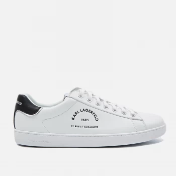 image of KARL LAGERFELD Mens Kourt Ii Leather Cupsole Trainers - White - UK 9