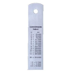 image of Linex 30cm Stainless Steel ImperialMetric Ruler with Conversion Table