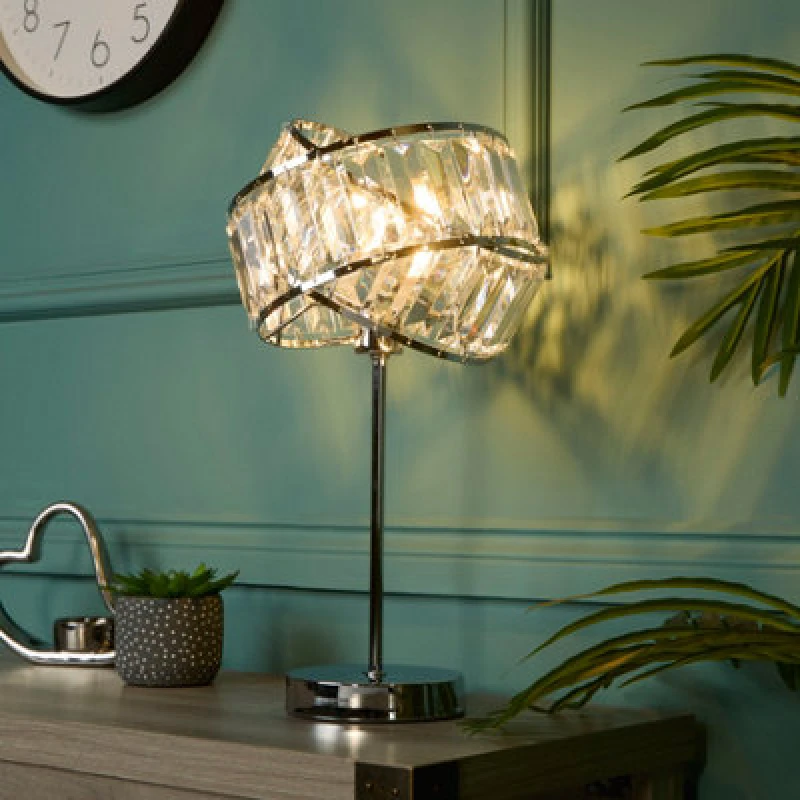 Image of Searchlight Juno Chrome & Acrylic Table Lamp Clear - Searchlight Clear MP89801