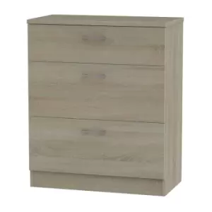 Image of Tenby Dark Oak Effect Chipboard & Mdf 3 Drawer Deep Chest Of Drawers (H)885mm (W)765mm (D)415mm