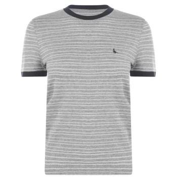 image of Jack Wills Penny Metallic Stripe Ringer T Shirt - Grey