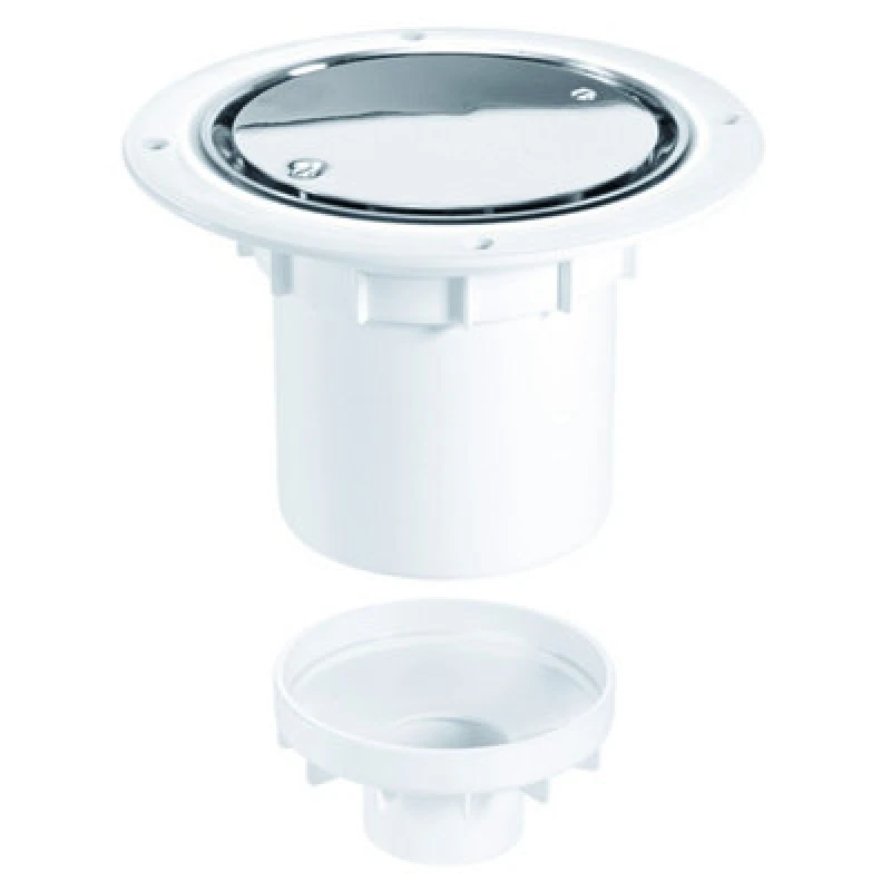 Image of McAlpine TSG2SS 75mm Water Seal Trapped Gully, Clamp Ring and Cover Plate, 110mm or 2" Vertical Solvent Spigot Outlet White